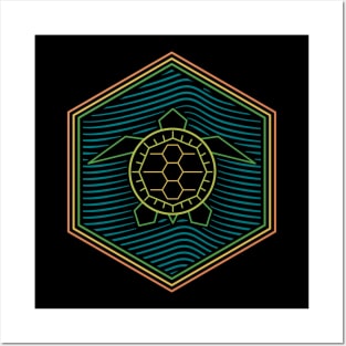 Geometric Turtle Hexagon Posters and Art